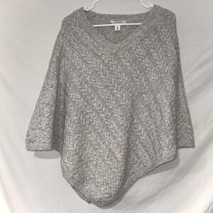 White House Black Market Cable Knit Asymmetrical Gray Poncho Shawl Nursing Cover
